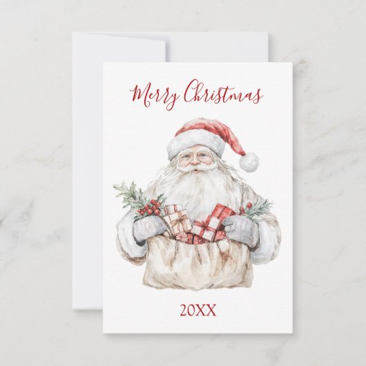 Santa with Presents Christmas ノートカード (正面)