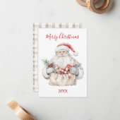 Santa with Presents Christmas ノートカード (正面/裏面インサイチュ)