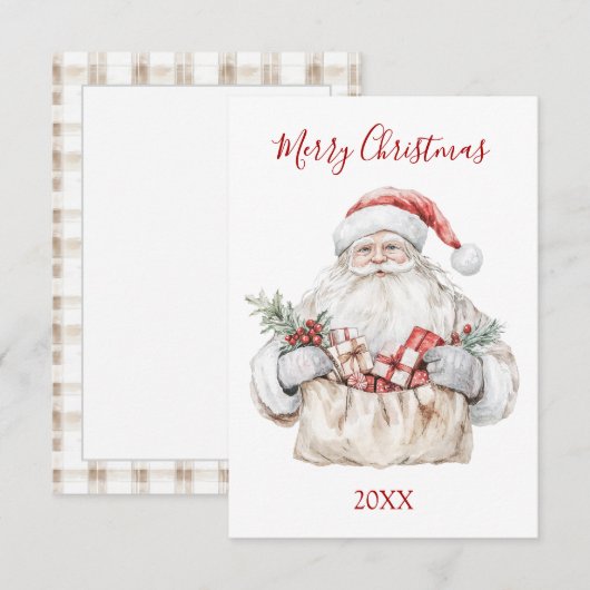 Santa with Presents Christmas ノートカード (正面/裏面)