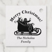 Santa With Rudolph In Sleigh Christmas Family Name フェイバータグ (裏面)