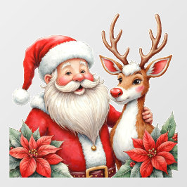 Santa With Rudolph The Rednosed Reindeer Shop ウィンドウサイン