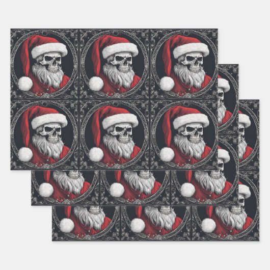 Santa Wrappingクール紙シートのマット仕上げ ラッピングペーパーシート (セット)