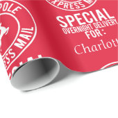 Santa Wrapping紙から30"x6'赤いホワイトネーム ラッピングペーパー (ロールコーナー)