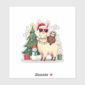 Santa Xmas Funny Llama Sloth Christmas (2) シール (シート)