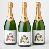 Santa Xmas Funny Llama Sloth Christmas (2) スパークリングワインラベル (ボトル)