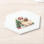 Santa Xmas Funny Llama Sloth Christmas (2) ペーパーコースター (アングル)