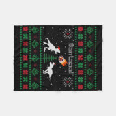Santaaa Dinosaur Ugly Christmas Sweater  フリースブランケット (正面(横))