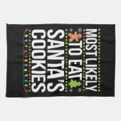 Santasクッキー食べのクリスマスに最も近い キッチンタオル (横)