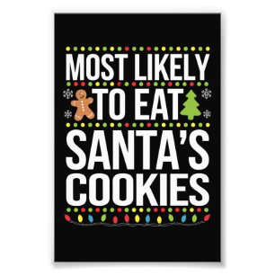 Santasクッキー食べのクリスマスに最も近い フォトプリント