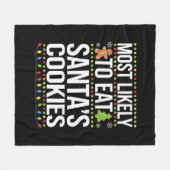 Santasクッキー食べのクリスマスに最も近い フリースブランケット (正面(横))