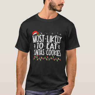 Santasクッキー食べファおもしろいミリChrに最も近い Tシャツ