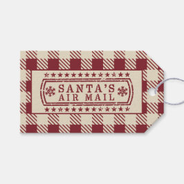 Santa's Airmail Red Classic Postmark ギフトタグ