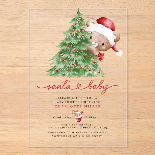 Santa's Baby Shower アクリル招待状 (正面)
