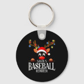 Santa's Baseball Reindeer Funny Xmas Matching Pjs キーホルダー (正面)