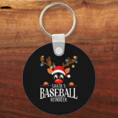 Santa's Baseball Reindeer Funny Xmas Matching Pjs  キーホルダー (正面)