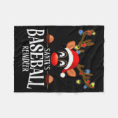 Santa's Baseball Reindeer Funny Xmas Matching Pjs  フリースブランケット (正面(横))