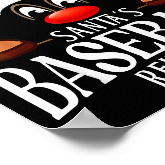 Santa's Baseball Reindeer Funny Xmas Matching Pjs  ポスター (角)