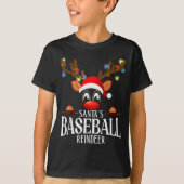 Santa's Baseball Reindeer Funny Xmas Matching Pjs  Tシャツ (正面)