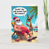 Santas Beach Day Funny Christmas Card カード (正面)