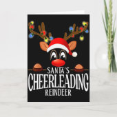 Santa's Cheerleading Reindeer Funny Xmas Matching  カード (正面)