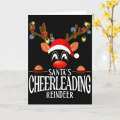 Santa's Cheerleading Reindeer Funny Xmas Matching カード (黄色い花)