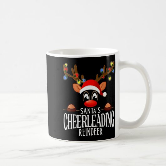Santa's Cheerleading Reindeer Funny Xmas Matching コーヒーマグカップ (右)