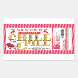 Santa's Chill Pill Christmas Sticker 長方形シール