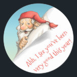 Santa's Christmas List - You have been Good ラウンドシール<br><div class="desc">このデザインは若い人と古い人のためのキュートなシールですてき、あなたが好きなように編集できる文字と彼のクリスマスリストを見下ろすサンタを備えている。クリスマスパーティーの好意、パッケージ、またはクリスマスカードのシールとして使用するためにそれらを添付する。彼らは必ずスマイルを持って来る。2つのサイ来ズのシール、1/2"と3"のサイズ。画面の右最高のにある「スタイルオプション」に表示される適切なサイズを選択して、プロジェクトに適したサイズを選択する。</div>