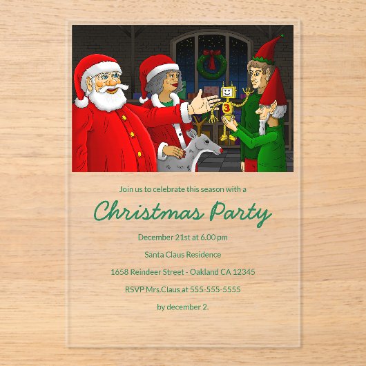 Santa's Christmas Party Invitation アクリル招待状 (正面)