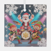 Santa's Drumming Rock Band Ornament ガラスオーナメント (正面)