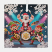Santa's Drumming Rock Band Ornament ガラスオーナメント (裏面)