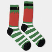 Santa's Elf Christmas Green Striped Red ソックス (右)