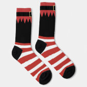 Santa's Elf Christmas Red Striped Black ソックス (右)