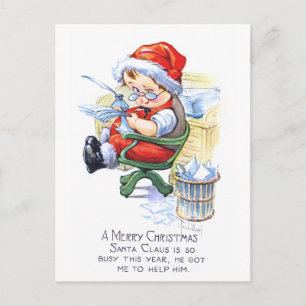 Santas Elf in Chair シーズンポストカード