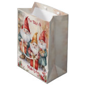 Santa's Elves Personalize Name Cute Christmas ミディアムペーパーバッグ (正面アングル)