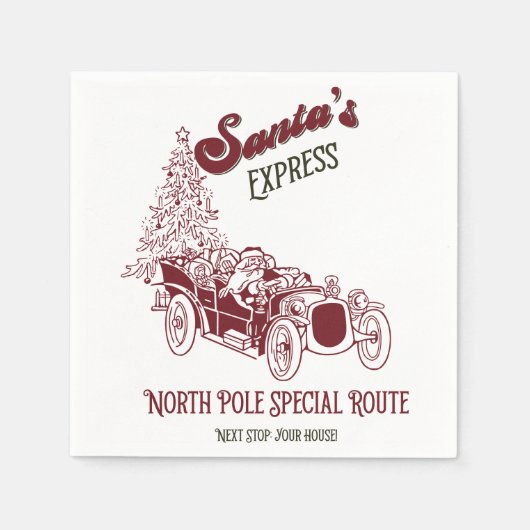 Santa's Express Vitange Christmas スタンダードカクテルナプキン (正面)