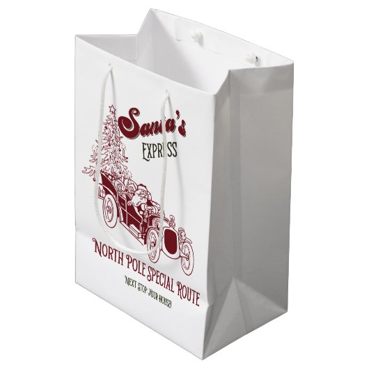 Santa's Express Vitange Christmas ミディアムペーパーバッグ (正面アングル)