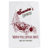 Santa's Express Vitange Christmas ミディアムペーパーバッグ (正面)