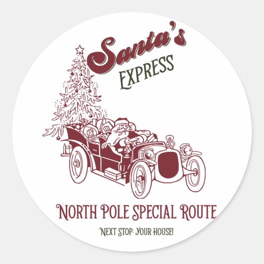 Santa's Express Vitange Christmas ラウンドシール (正面)