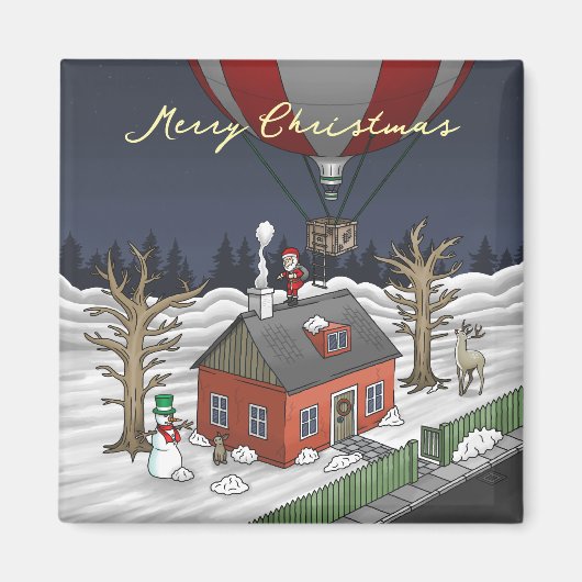 Santa's Fancy Hot Air Balloon マグネット (正面)