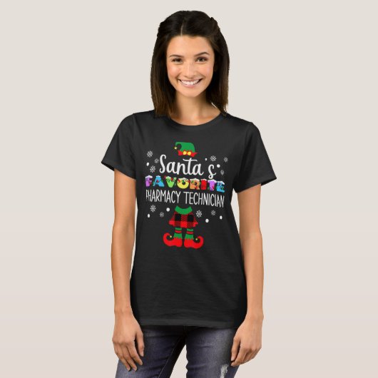 Santa's Fav薬学技術者クリスマス小妖精や小人 Tシャツ (正面フル)