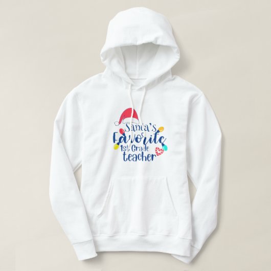 Santas Favorite 1st Teacher Funny Christmas Santa  パーカ (デザイン正面)