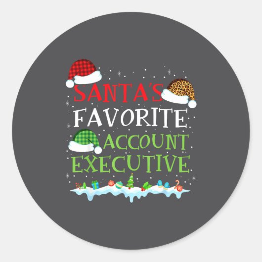 Santa's Favorite Account Executive Fun Christmas ラウンドシール (正面)