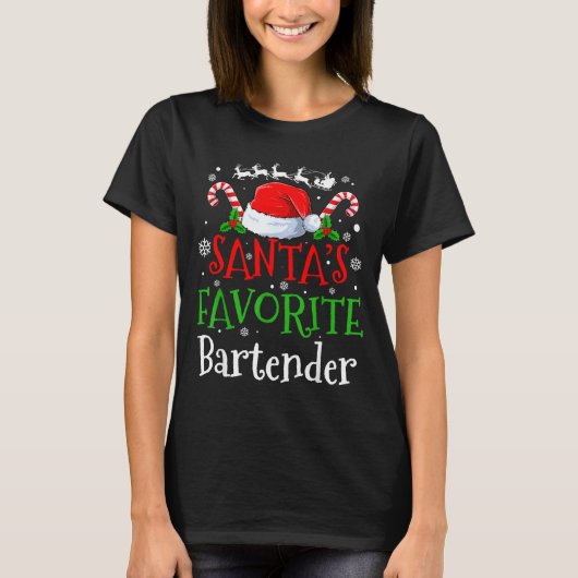 Santa's Favorite Bartender Christmas Party  Tシャツ (正面)