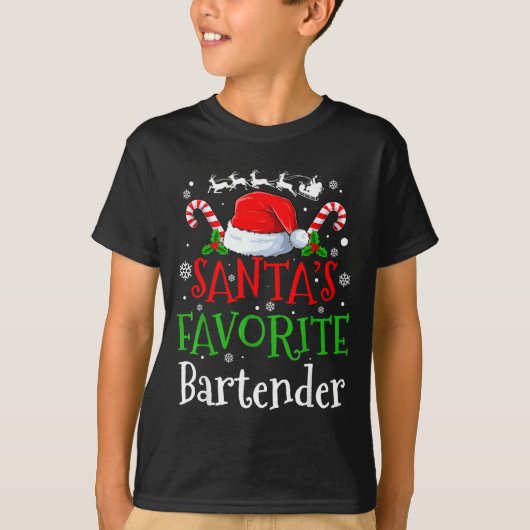 Santa's Favorite Bartender Christmas Party  Tシャツ (正面)