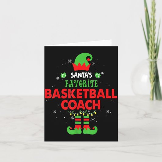 Santa's Favorite Basketball Coach Funny Elf Family カード (正面)