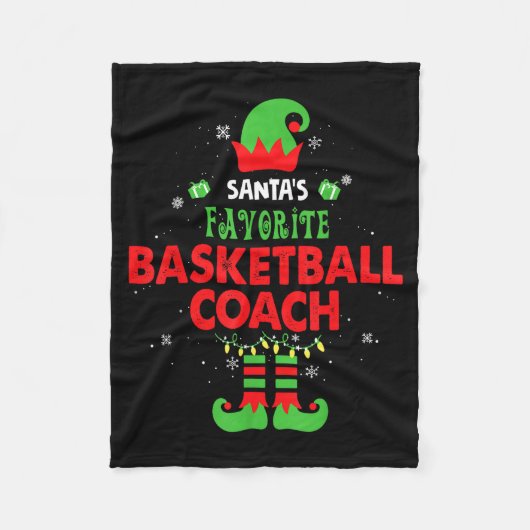 Santa's Favorite Basketball Coach Funny Elf Family フリースブランケット (正面)