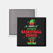 Santa's Favorite Basketball Coach Funny Elf Family マグネット (正面/裏面)