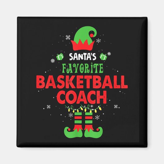 Santa's Favorite Basketball Coach Funny Elf Family マグネット (正面)
