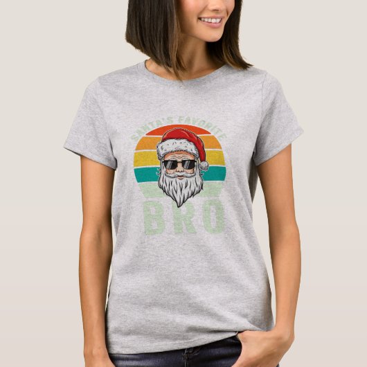 Santa's Favorite Bro Brother Boys Funny Christmas Tシャツ (正面)